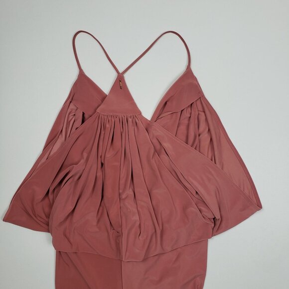 MISA Los Angeles Domino Draped Mini Dress Womens XS Blush Rose Warm Weather Glam - Picture 14 of 16